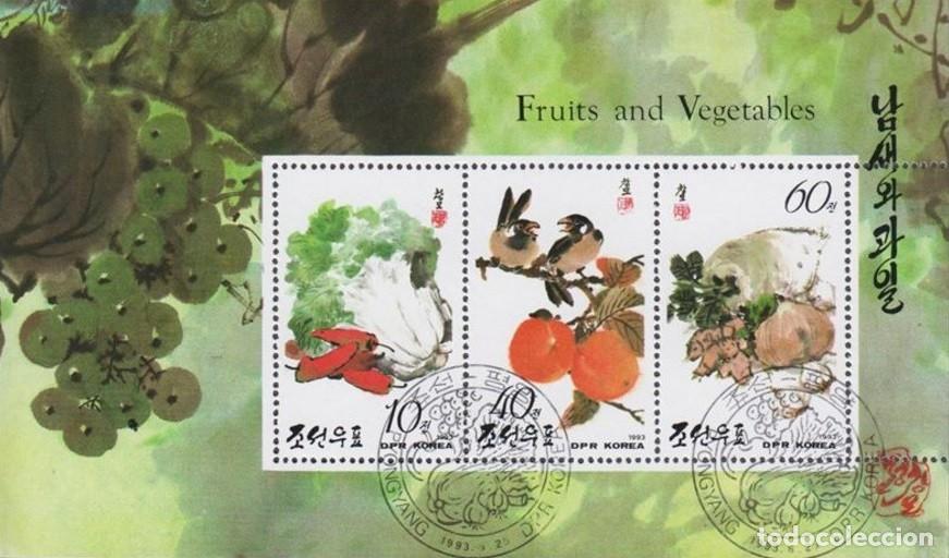Sellos: COREA KOREA 1993 SHEET USED MNH VEGETALES VEGETABLES VEGETAIS FRUTAS FRUTOS FRUITS
