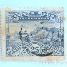 Sellos: SELLO POSTAL COSTA RICA 1907 25 C PAISAJE Y TREN TELEGRAFO SERVICIOS POSTALES