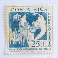 Sellos: SELLO POSTAL ANTIGUO COSTA RICA 1961 25 C ORGANIZACIÓN INTERNACIONAL TRABAJO OIT - RAREZA DE COLOR