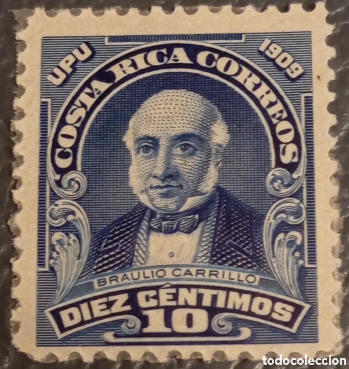 Sellos: Sello Costa Rica 1910 - Braulio Carrillo 10 C&eacute;ntimos (Scott #73) - Azul MNH