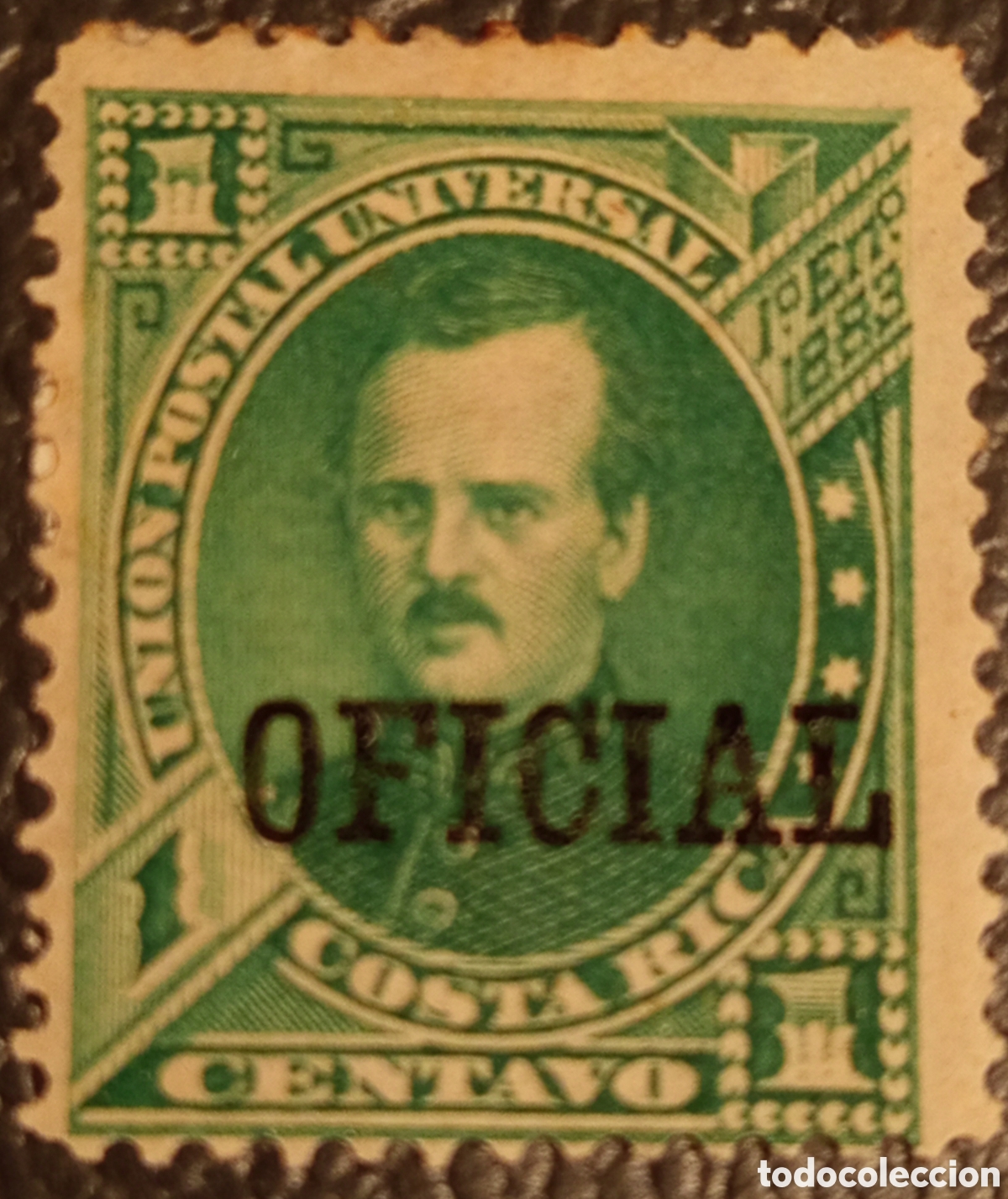 Sellos: Costa Rica 1883 - Oficial 1c Verde (Pr&oacute;spero Fern&aacute;ndez) - Scott #O6 - MH