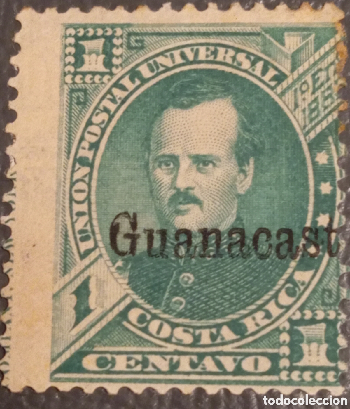 Sellos: Costa Rica 1885 - Resello Guanacaste 1c Verde (Mi #15) MH