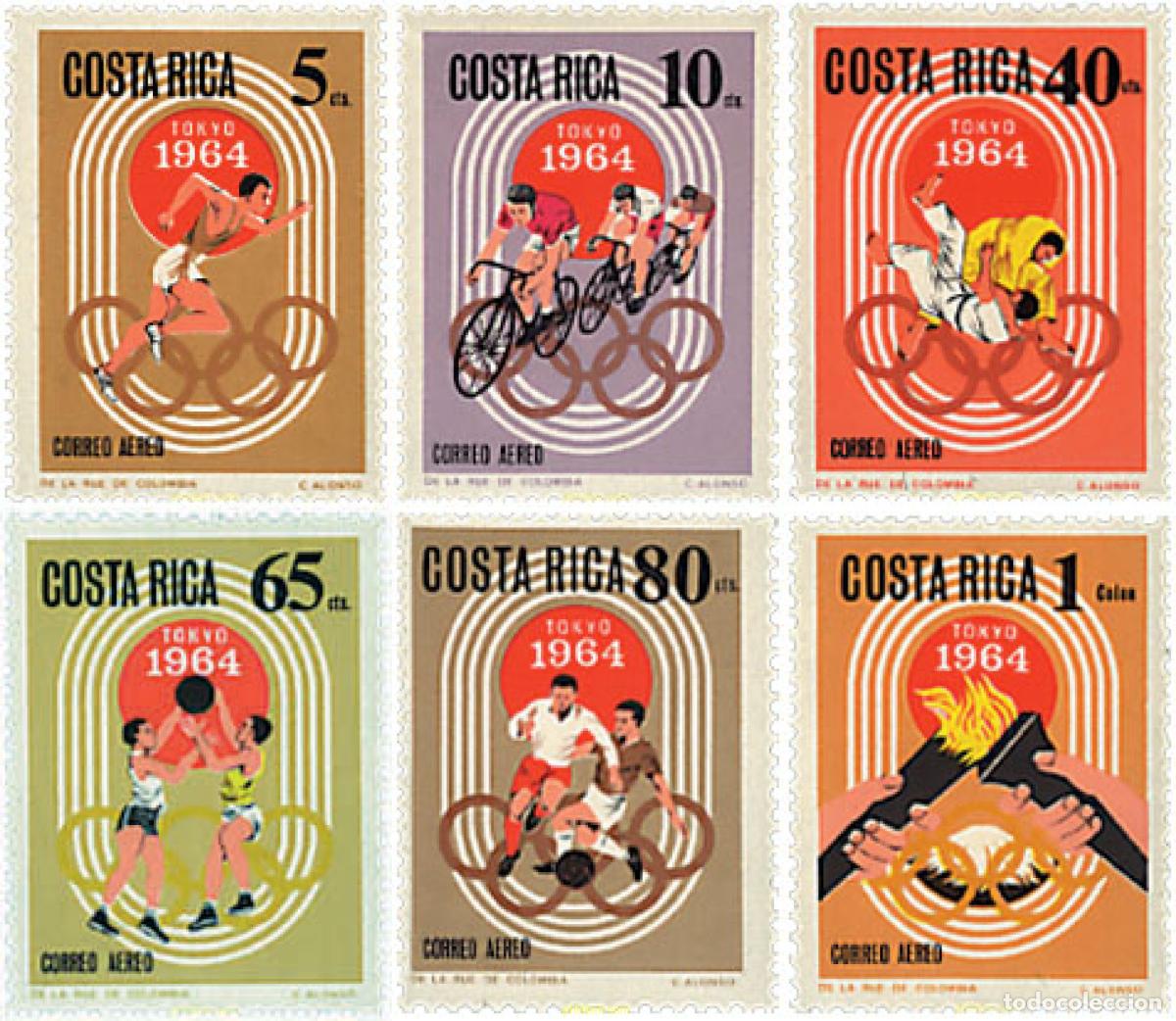 Sellos: 51901 MNH COSTA RICA 1965 18 JUEGOS OLIMPICOS VERANO TOKIO 1964