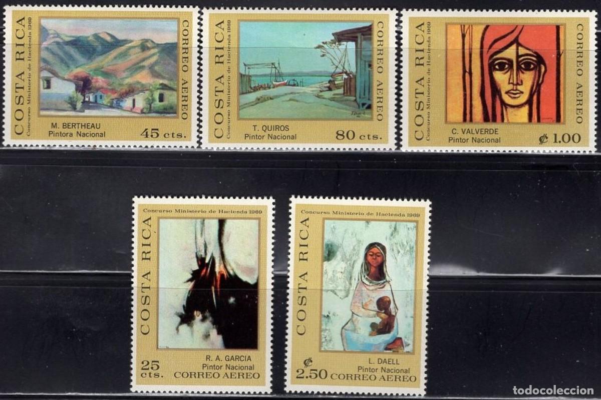 Sellos: COSTA RICA 1970 SERIE 5 STAMPS MNH PINTORES BERTHEAU QUIROS VALVERDE DAELL GARCIA ARTE PINTURAS ART