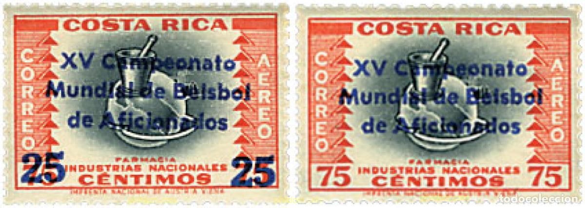 Selos: 26777 MNH COSTA RICA 1961 15 CAMPEONATOS DEL MUNDO DE BEISBOL