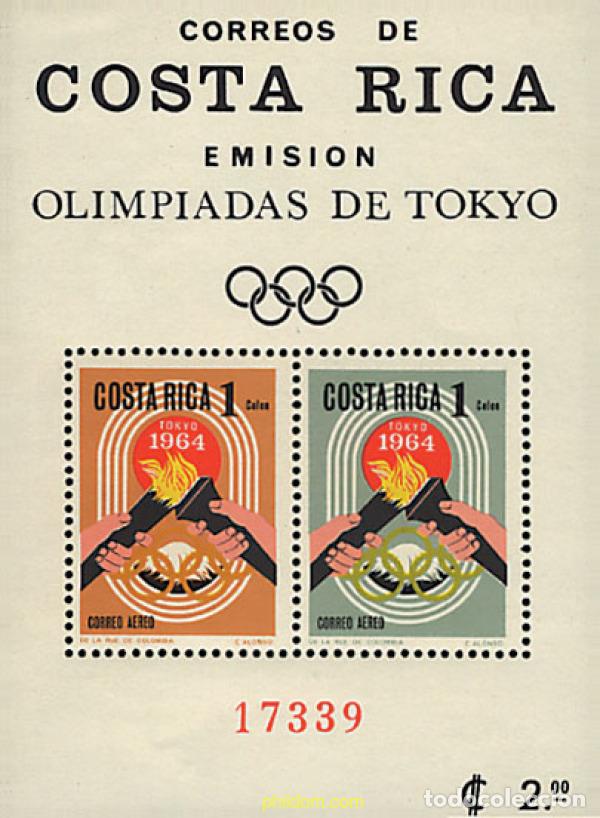 Selos: 80227 MNH COSTA RICA 1965 18 JUEGOS OLIMPICOS VERANO TOKIO 1964