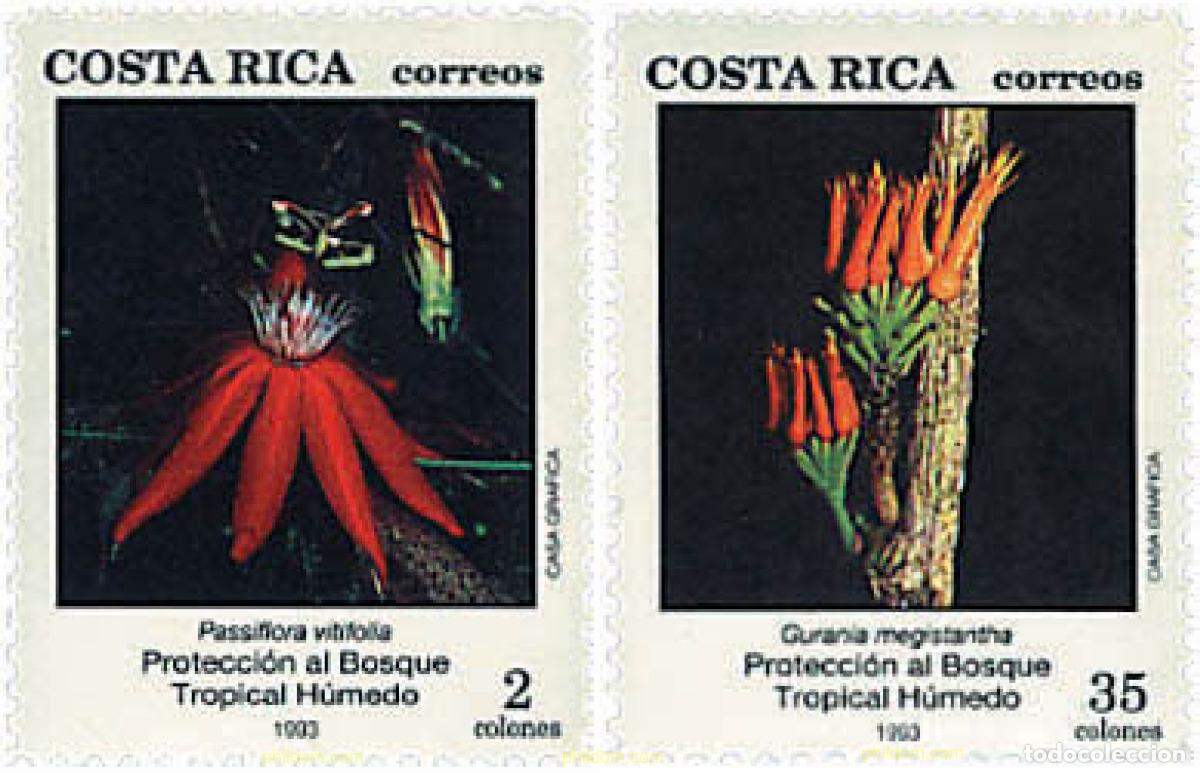 Sellos: 83447 MNH COSTA RICA 1993 PROTECCION AL BOSQUE TROPICAL HUMEDO