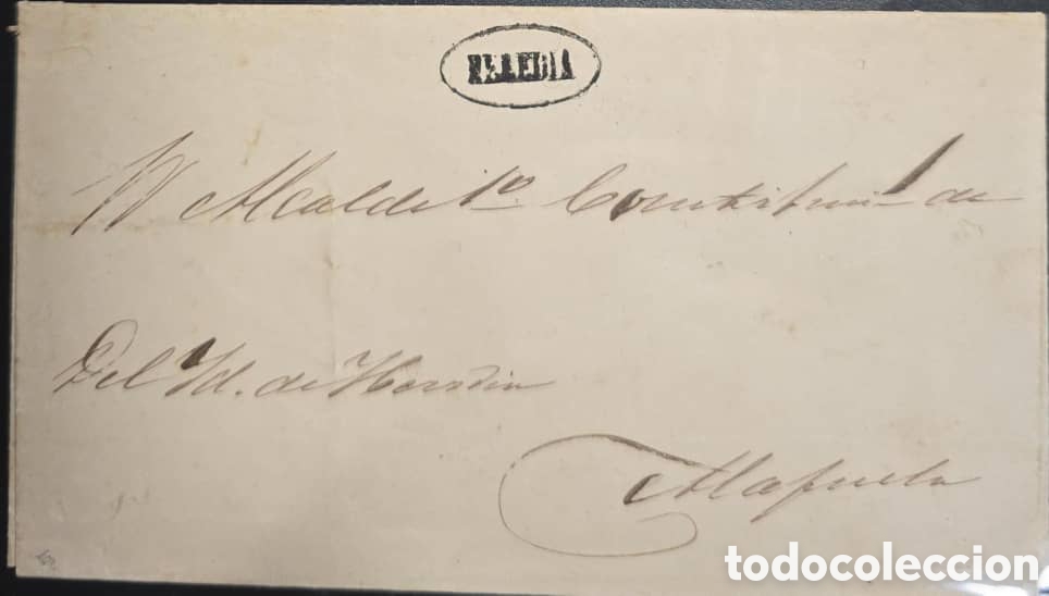 Sellos: Cy) ca.1870 Costa Rica: Official cover to Alajutla struck with oval framed HEREDIA