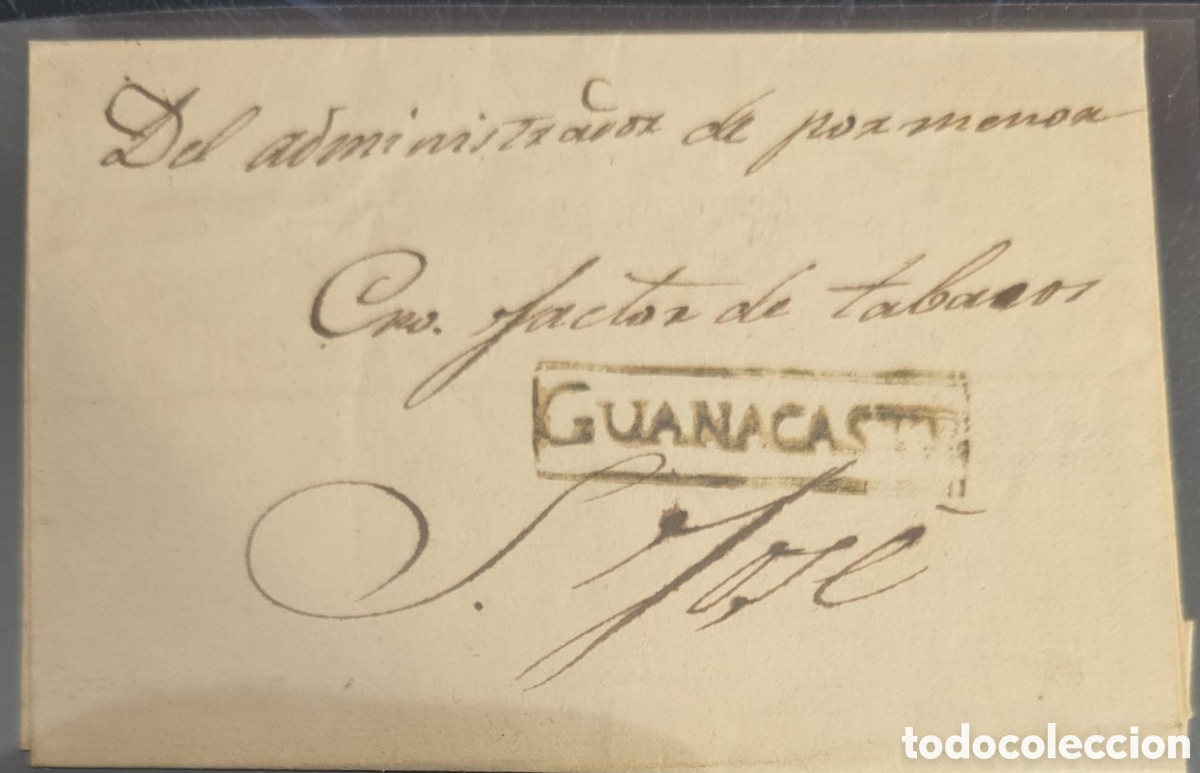 Sellos: Cy) 1810s Costa Rica: Colonial folded letter from Guanacaste with boxed GUANACASTE cancellation
