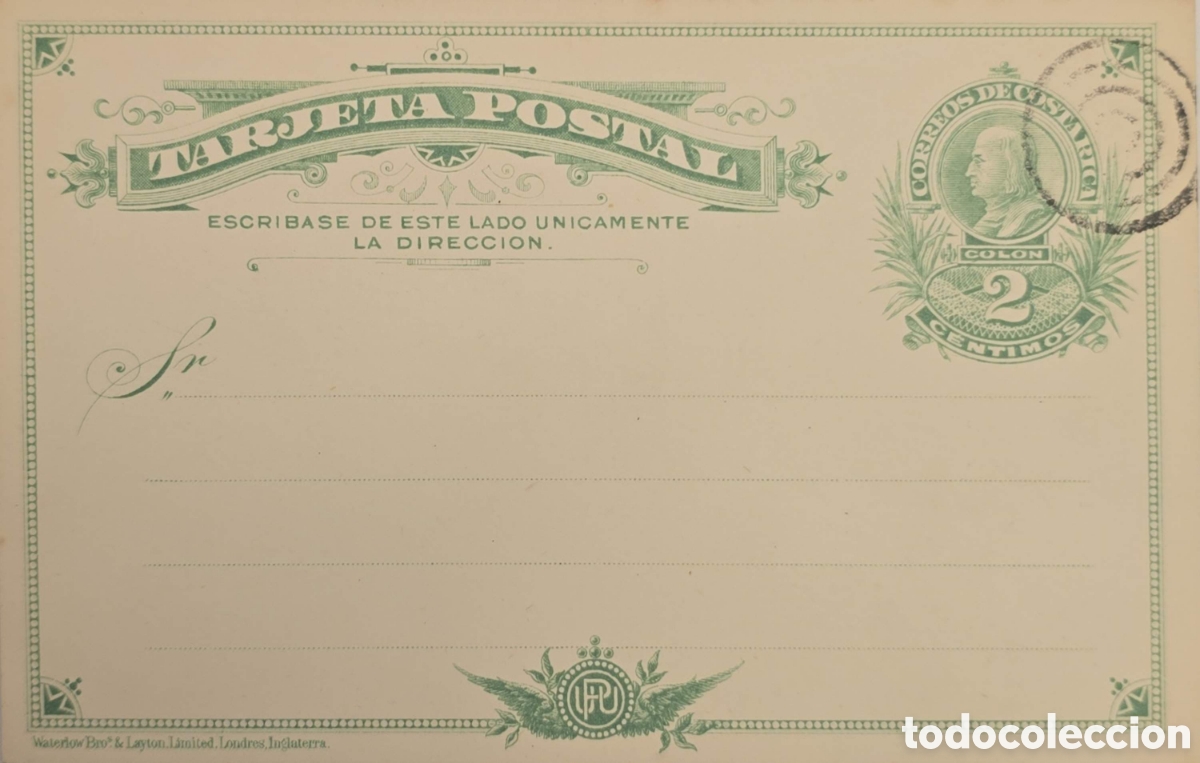Sellos: CA)Costa Rica. Circa1899&ndash;1907.Postal Stationary Postcard / Christopher Columbus. Green 2 c&eacute;ntimos po