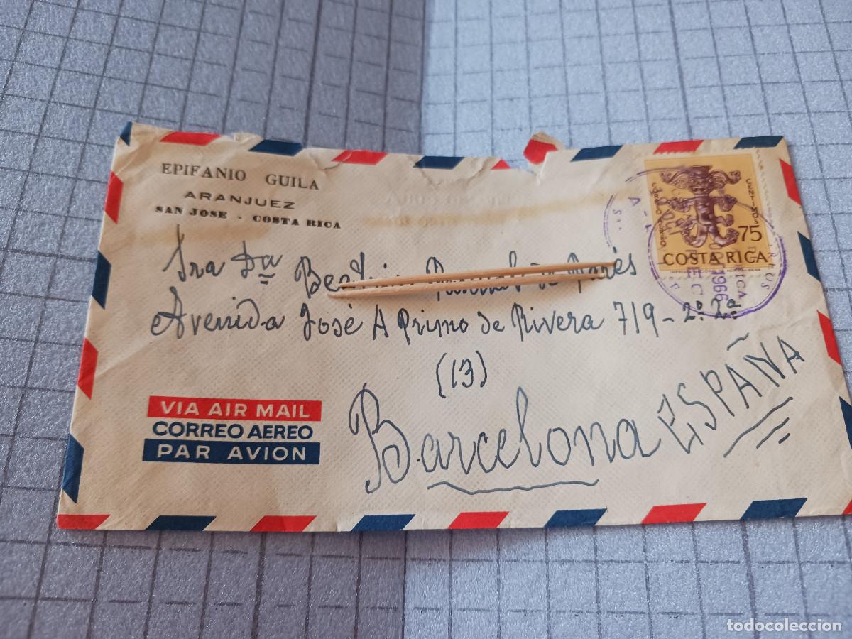 Sellos: sobre vacio, circulado aereo de costa rica, epifiano guila, aranjuez, san jose de costa rica, 1966