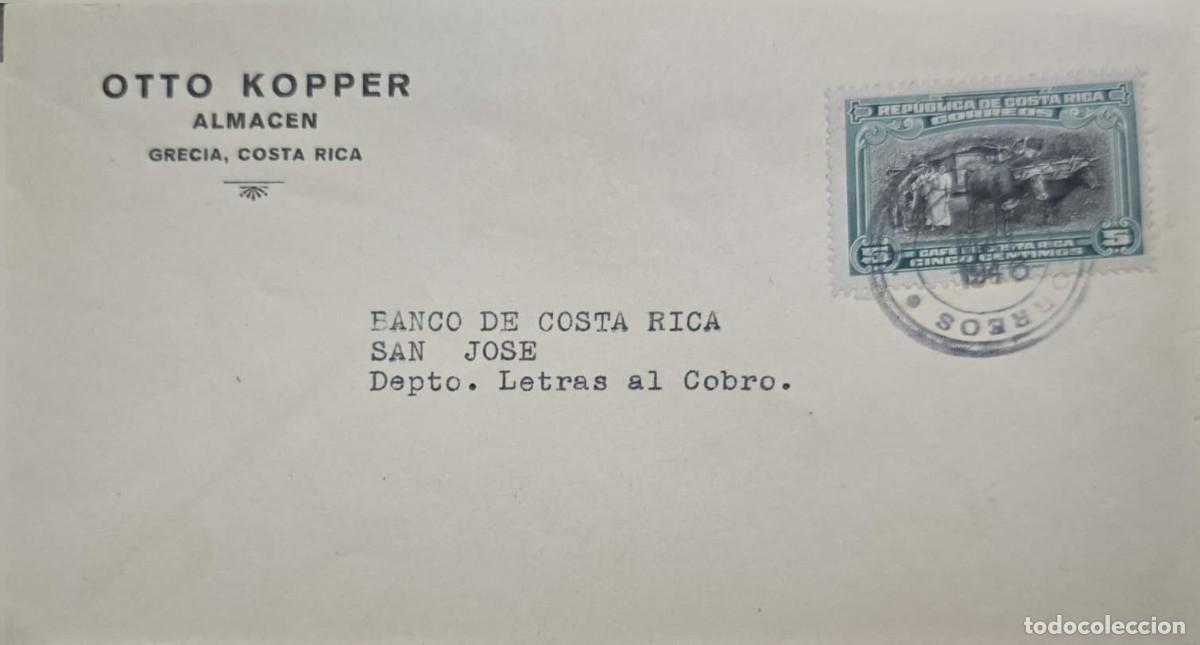 Sellos: MI) 1946, COSTA RICA, &rdquo;COFFEE INDUSTRY&rdquo; SERIES, MAILED FROM GRECIA TO SAN JOS&Eacute;; FEATURES A TRADITION