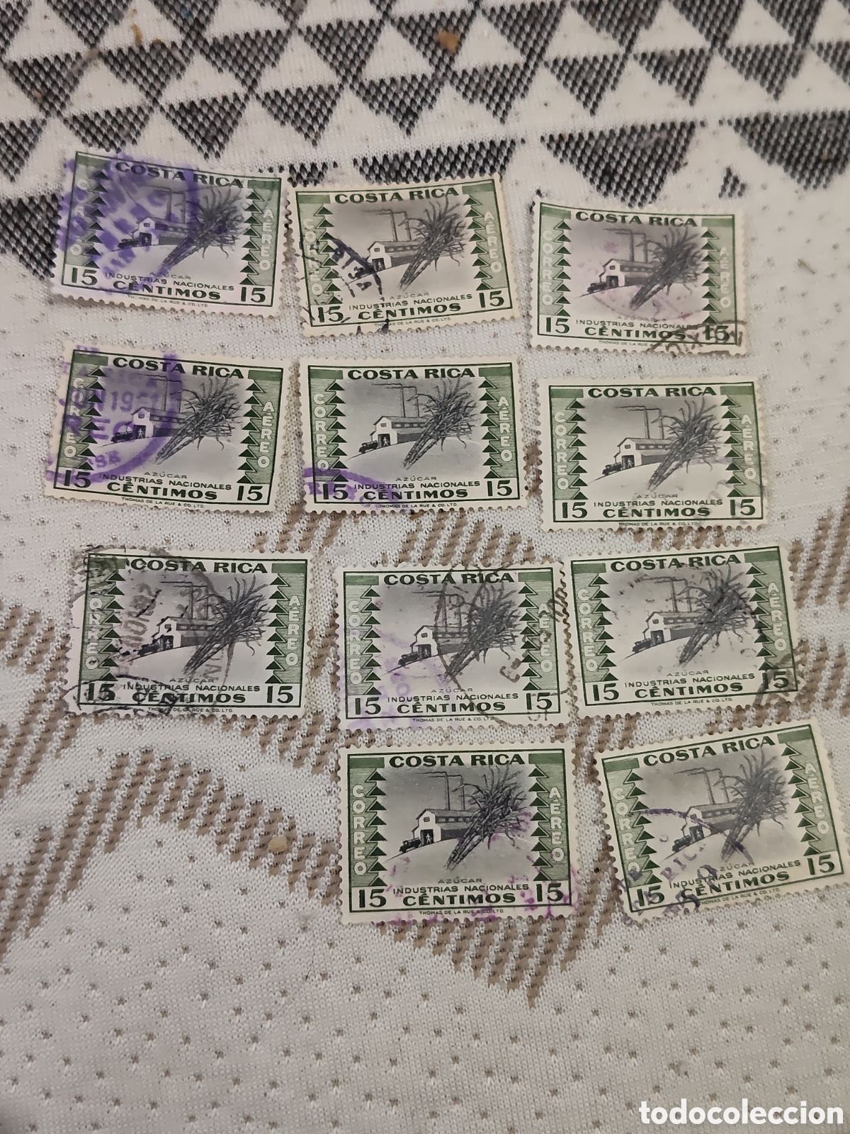 Sellos: 11 sellos de Costa Rica industria del az&uacute;car 1954