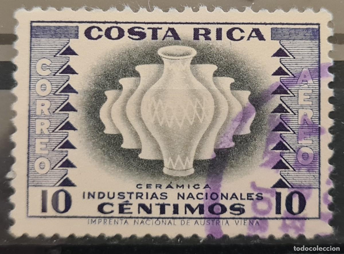 Sellos: Sello a&eacute;reo usado de Costa Rica 1954. Ind&uacute;stria Nacional: cer&aacute;mica