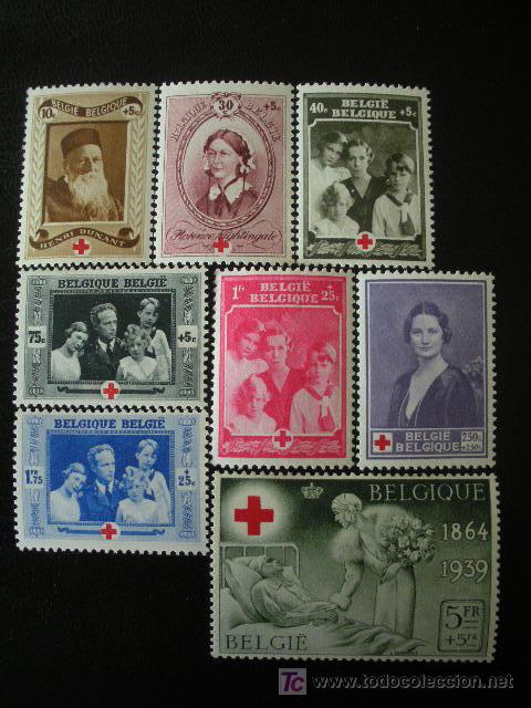 Sellos: Belgica 1939 Ivert 496/503 *** 75 Aniversario de la Cruz Roja Internacional - Personajes Casa Real - Foto 1 - 20062502