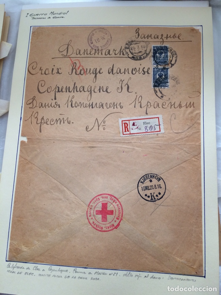 Sellos: Sobre circulado de Elec a Cruz Roja Copenhage. I Guerra Mundial. 1916. - Foto 1 - 295041128