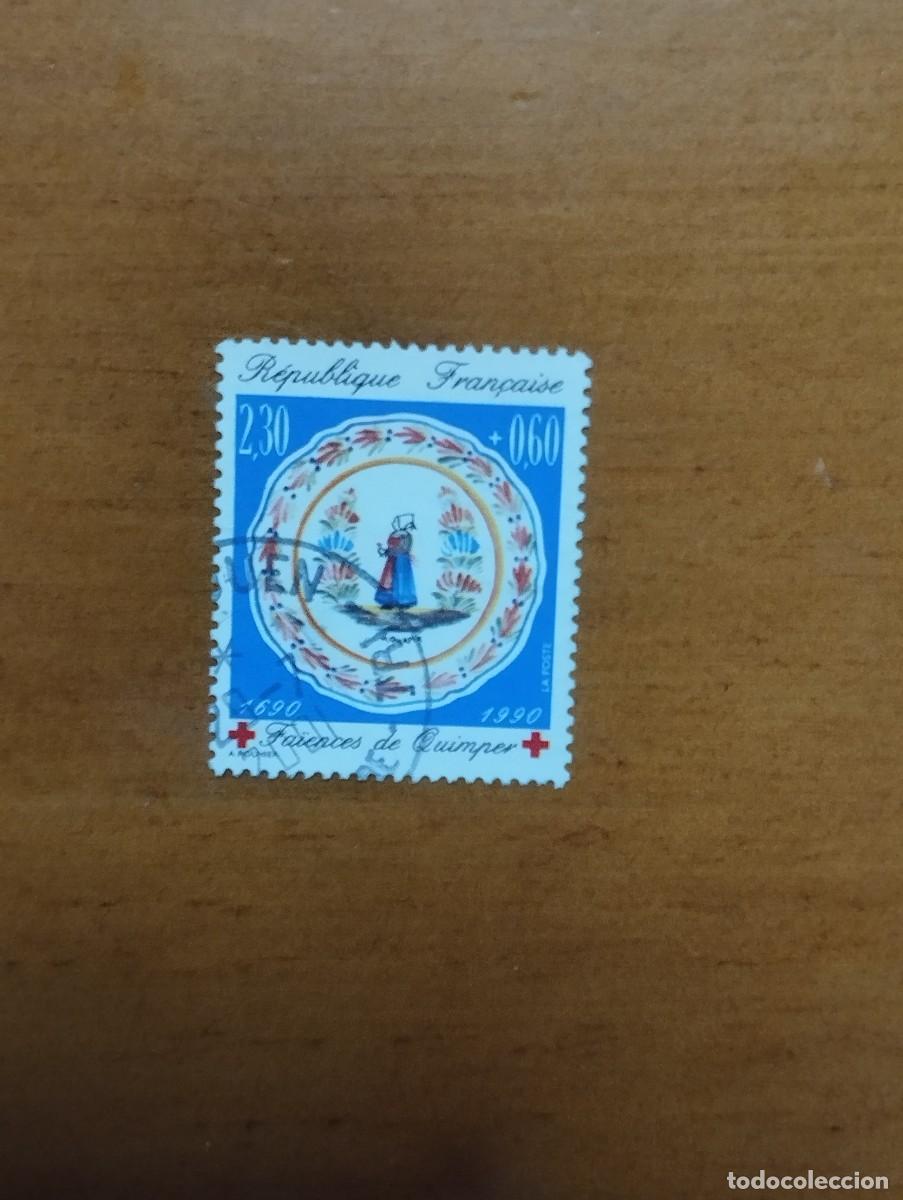 Sellos: 22.04/ Francia . 1990. Sello en usado. Cruz roja