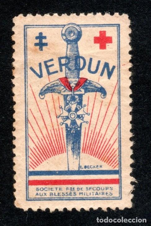Sellos: FRANCIA. CROIX ROUGE VERDUN SOCIETE FRAN&Ccedil;AISE DE SECOURS AUX BLESSES MILITAIRES.