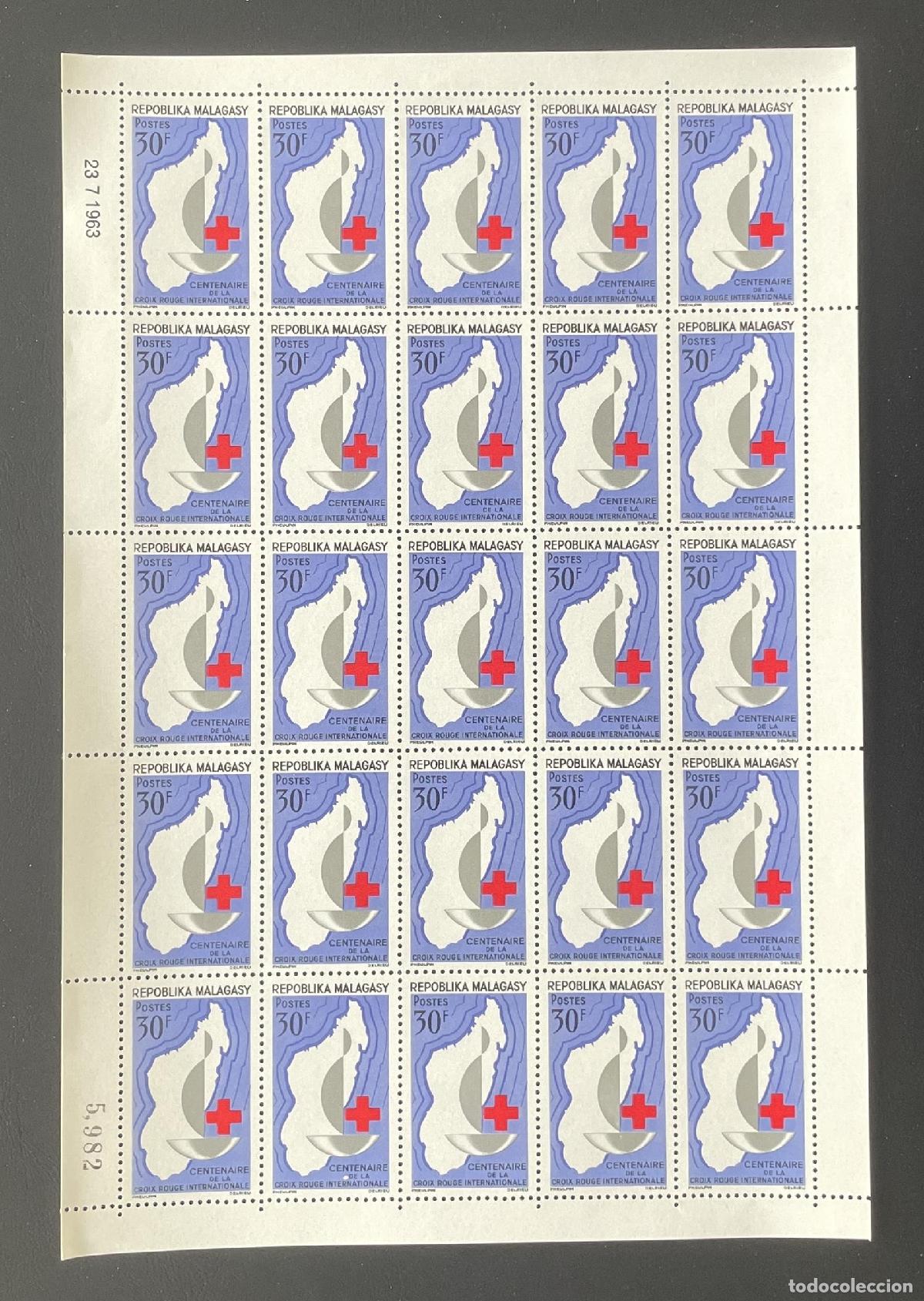 Sellos: Madagascar 1963 YT 384 bloque centenario Cruz Roja internacional