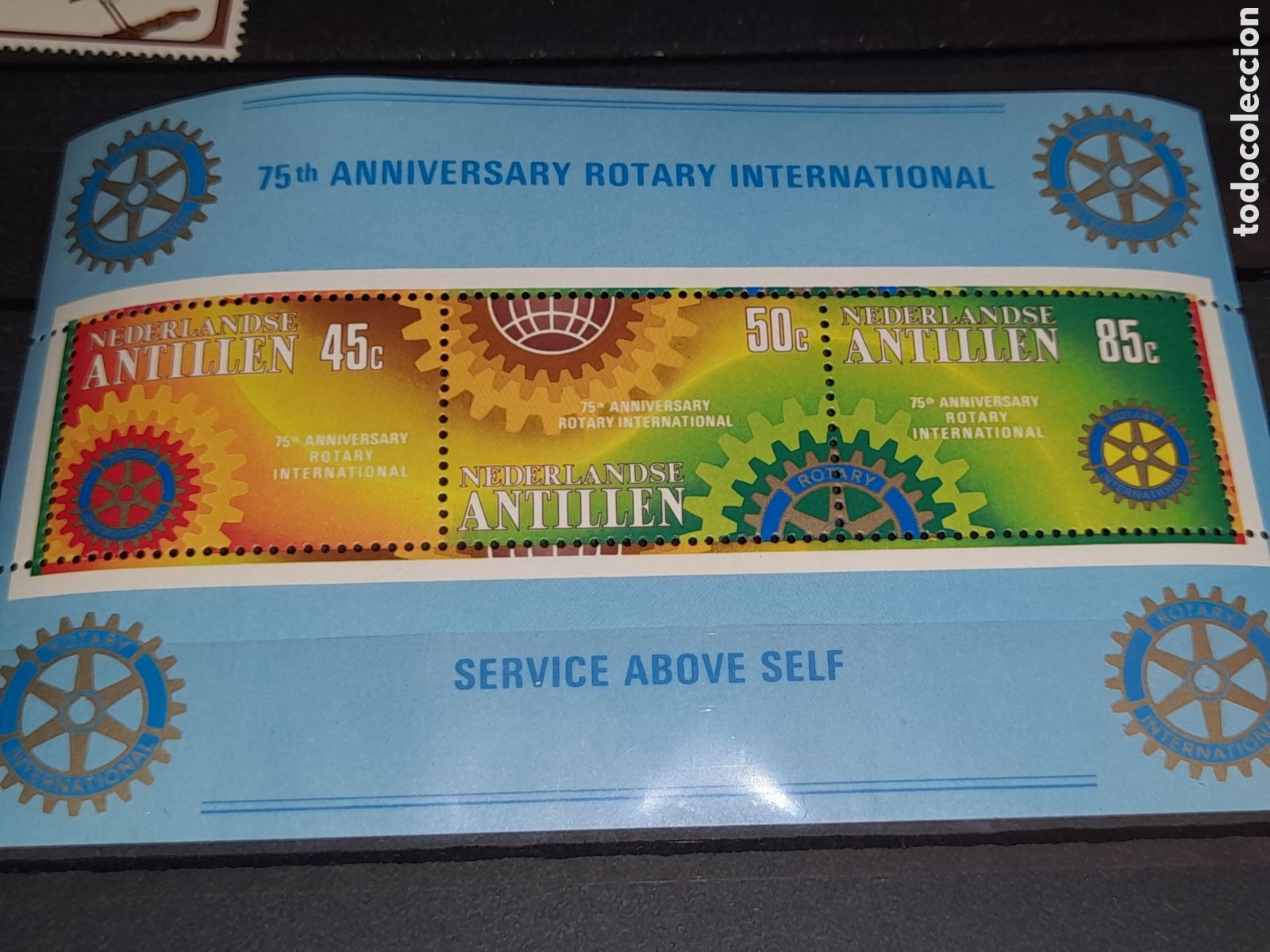 Sellos: HB Antillas Holandesas nuevo 1980. 75Aniv Rotatorio inter. Engranaje. Globo. Organizaciones.