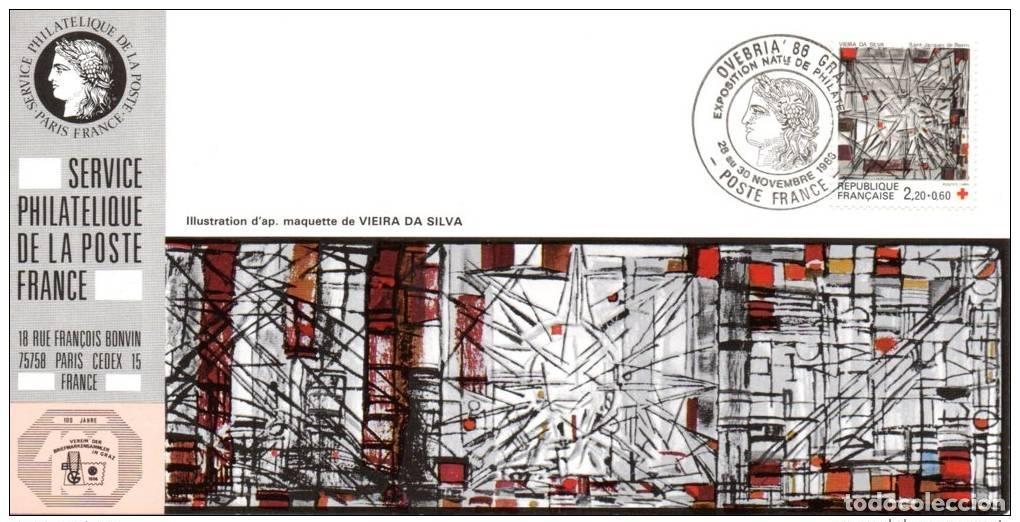 Sellos: 036 Mapa oficial Exposici&oacute;n Graz 1986 Francia FDC Cruz Roja
