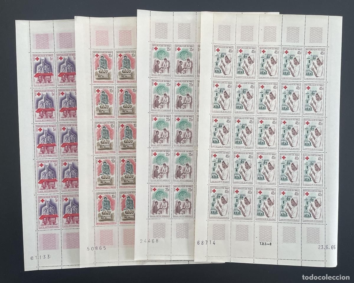 Timbres: Mali 1965 YT 79-82 bloque Cruz Roja medicina laboratorio biolog&iacute;a