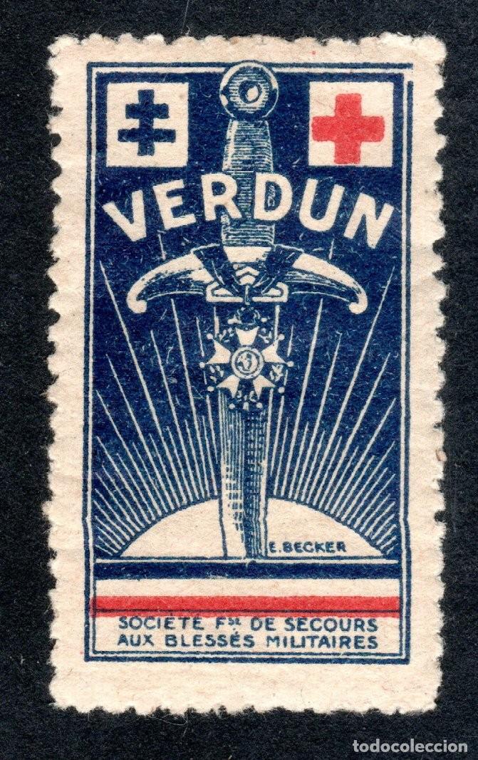 Sellos: FRANCIA. CROIX ROUGE VERDUN SOCIETE FRAN&Ccedil;AISE DE SECOURS AUX BLESSES MILITAIRES.