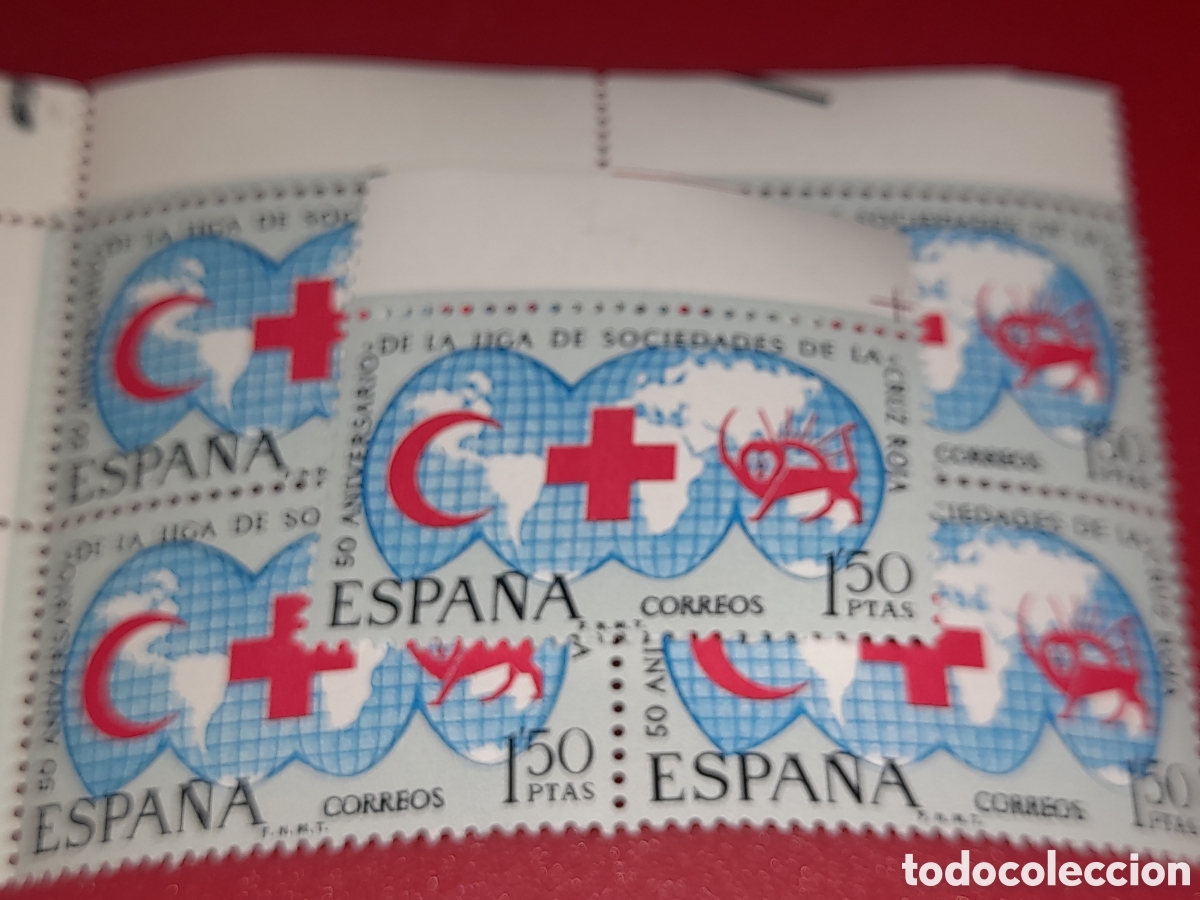 Sellos: Sello Espa&ntilde;a nuevo 1969. 50Aniv Sociedad Cruz roja. Media luna. Le&oacute;n. Organizaciones. Ayuda. Mapamun
