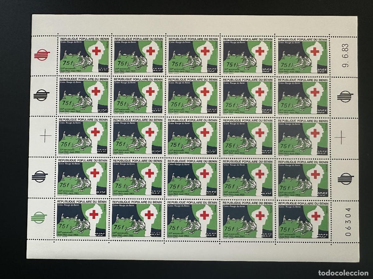 Sellos: Benin 1984 Mi. 363 tablero sobrecargado Aniversario de la Cruz Roja