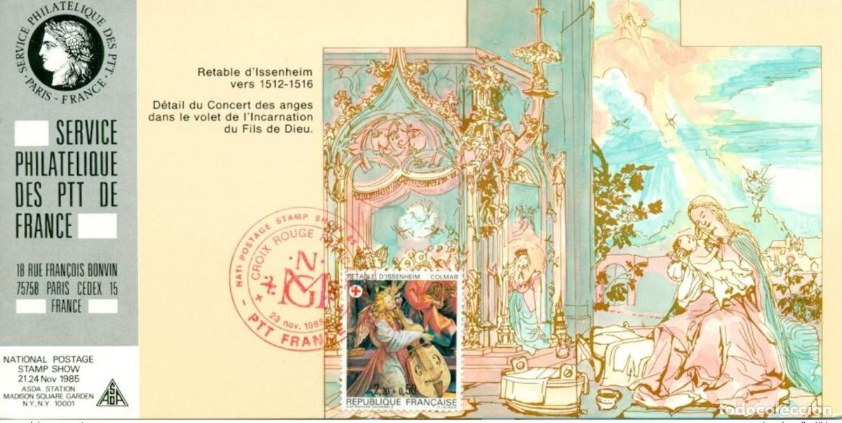 Sellos: 022 Mapa oficial: Exposici&oacute;n Internacional de Nueva York 1985 FDC Francia Cruz Roja