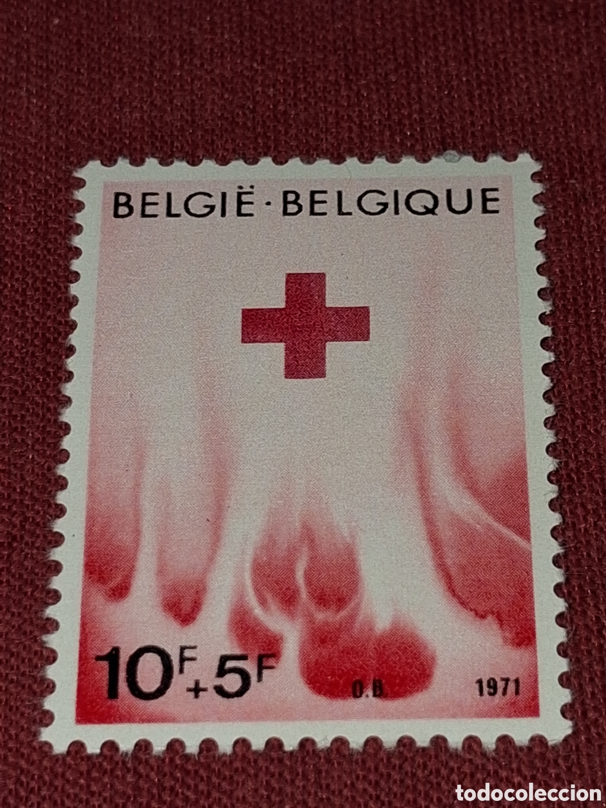 Sellos: Sello B&eacute;lgica nuevo 1971. Cruz roja. Organizaciones. Ayuda. Humanitaria