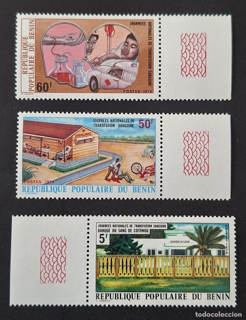 Sellos: Ben&iacute;n 1976 Mi. 75-77 Jornadas de Transfusi&oacute;n Sangu&iacute;nea Cruz Roja
