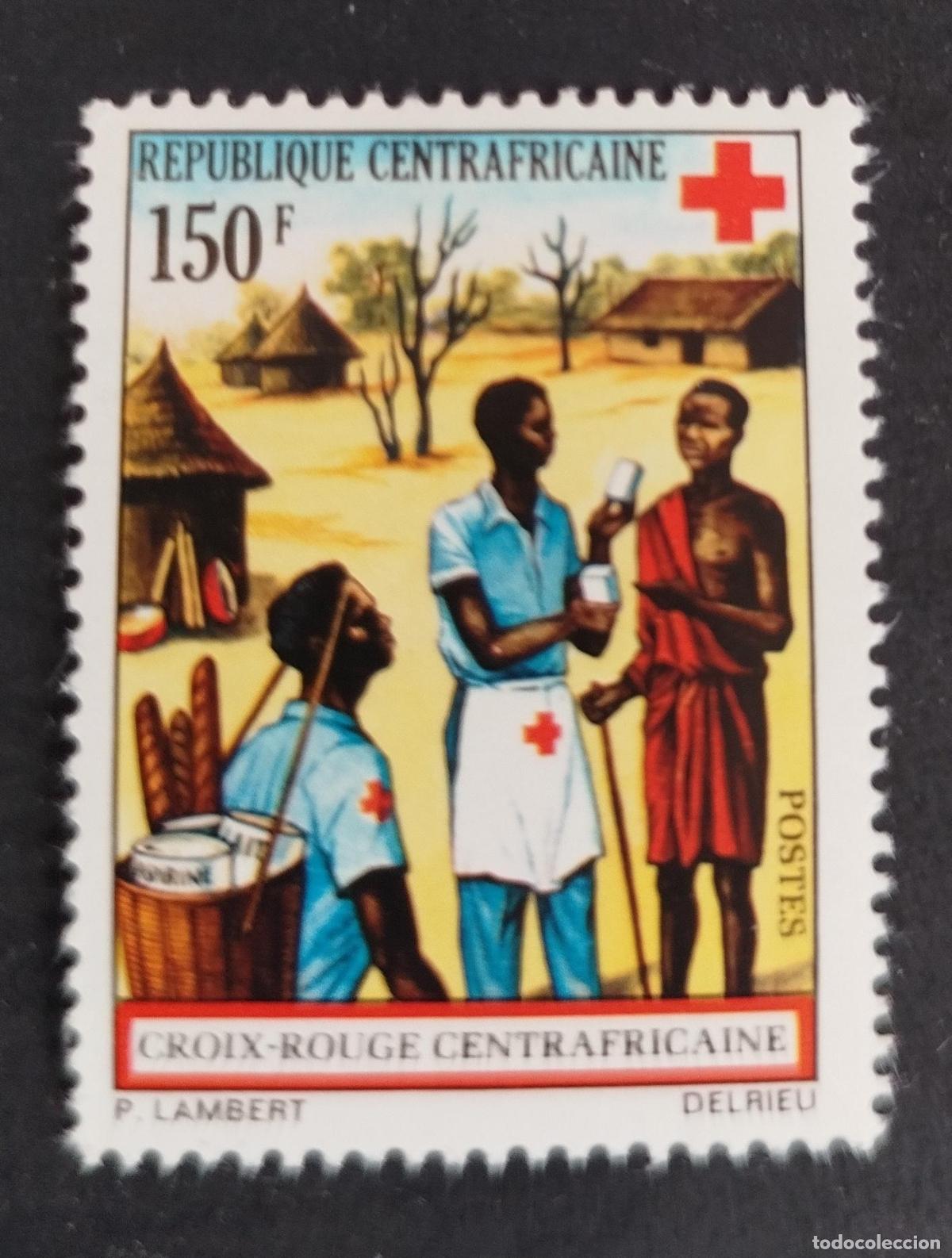 Sellos: Centro&aacute;frica 1971 Mi. 263 Cruz Roja enfermera aldea atenci&oacute;n m&eacute;dica