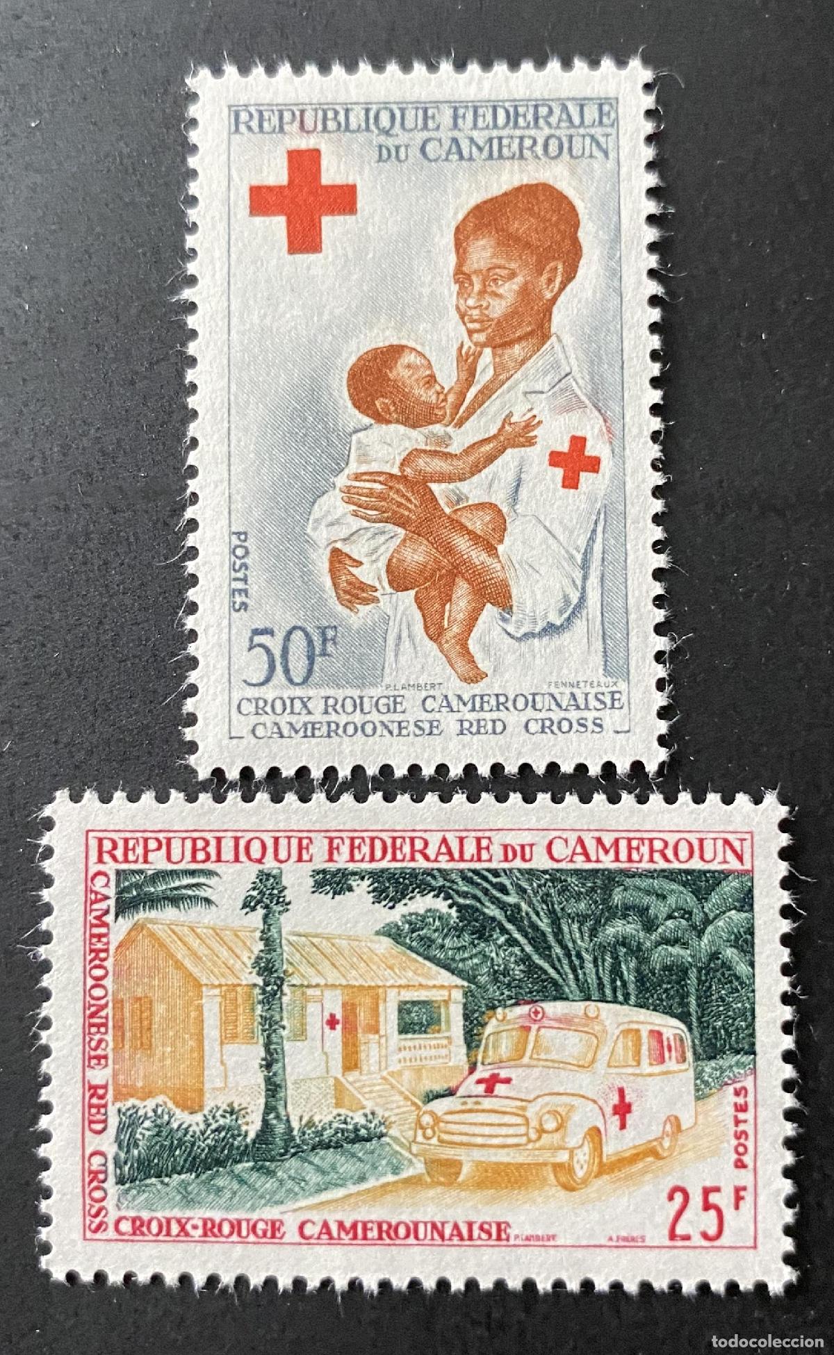 Sellos: Camer&uacute;n 1965 Mi. 425-426 Cruz Roja ambulancia madre ni&ntilde;o