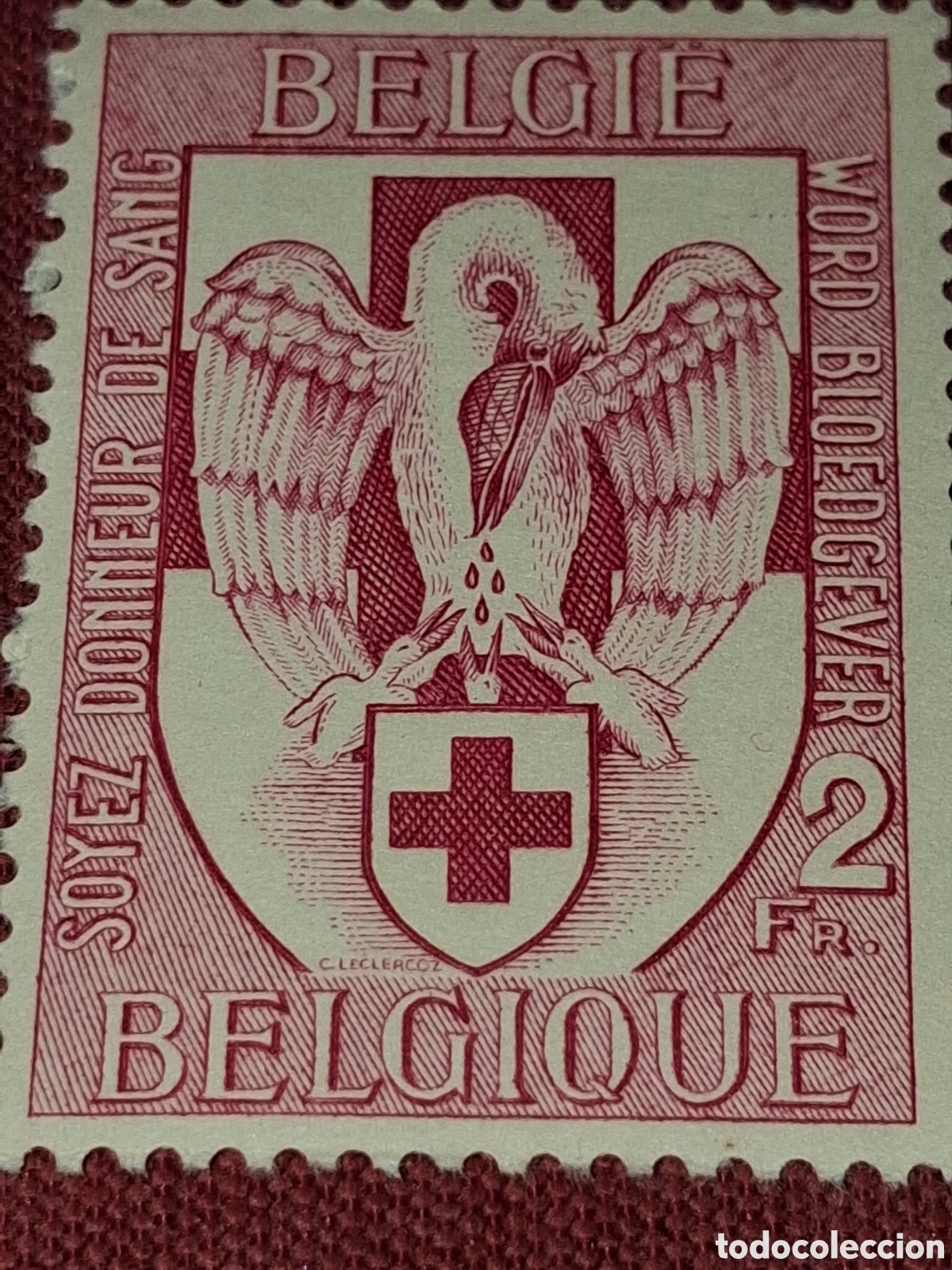 Sellos: Sello B&eacute;lgica nuevo 1956. Cris roja. Organizaciones. Cuidados. Ayuda. Fauna. Aves. P&aacute;jaros.