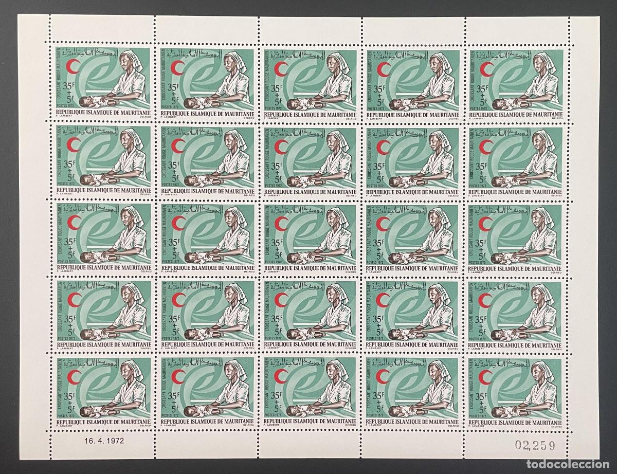 Sellos: Mauritania 1972 YT 301 tabl&oacute;n Media Luna Roja mauritana sobretasa