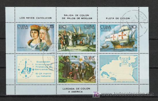 Sellos: CUBA  HOJA BLOQUE   TEMA  COLON - Foto 1