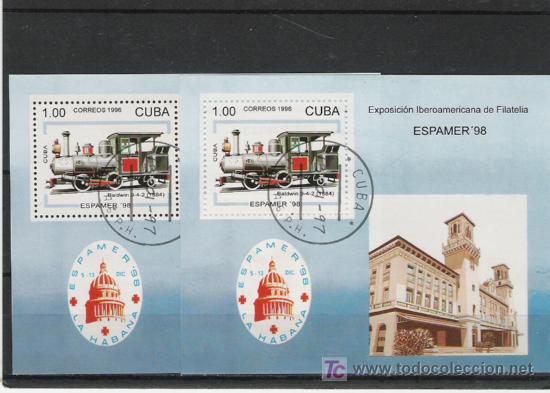Sellos: CUBA HOJA BLOQUE TEMA FERROCARRILES - Foto 1