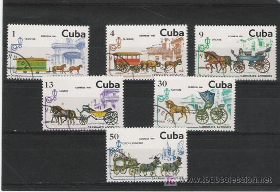 Sellos: CUBA  SERIE MATASELLADA  TEMA COCHES DE CABALLOS - Foto 1