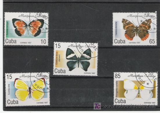 Sellos: CUBA  SERIE MATASELLADA  TEMA MARIPOSAS - Foto 1