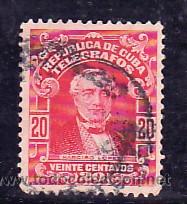Sellos: CUBA TELEGRAFO 87 USADA, EFIGIE LOPEZ, - Foto 1