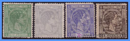 Sellos: 1876  Alfonso XII, n&ordm; 35 a 38 (*) - Foto 1