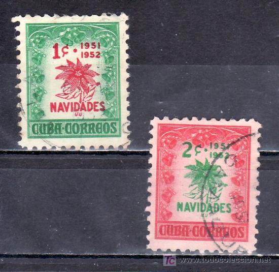 Sellos: cuba  352A/B usada, navidad, flor de navidad - Foto 1