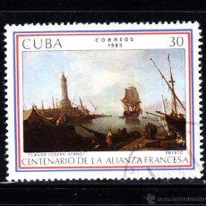 Sellos: CUBA 2450 - AÑO 1983 - CENTENARIO DE LA ALIANZA FRANCESA - PINTURA - OBRA DE VERNET
