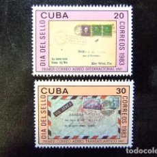 Sellos: CUBA 1983 DÍA DEL SELLO HISTORIA POSTAL YVERT & TELLIER N º 2436 / 2437 ** MNH. Lote 86396144