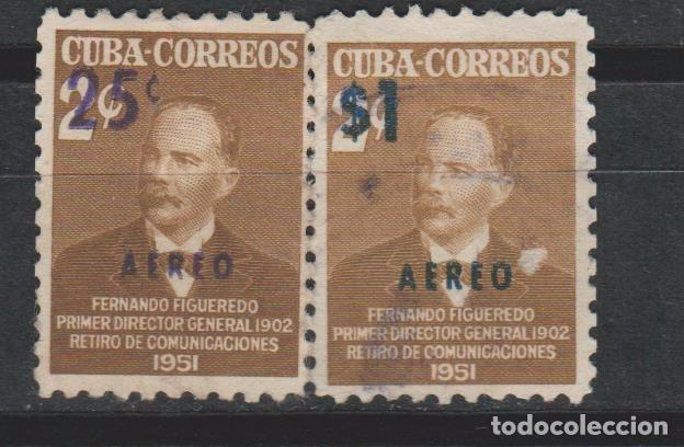LOTE 2 SELLOS CUBA CORREO AEREO 1 PESO ALTO VALOR (Sellos - Extranjero - América - Cuba)