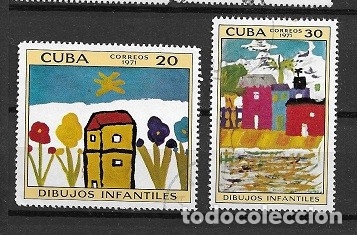 Briefmarken: Cuba,1971,dibujo infantil,yvert 1517-1518,usados