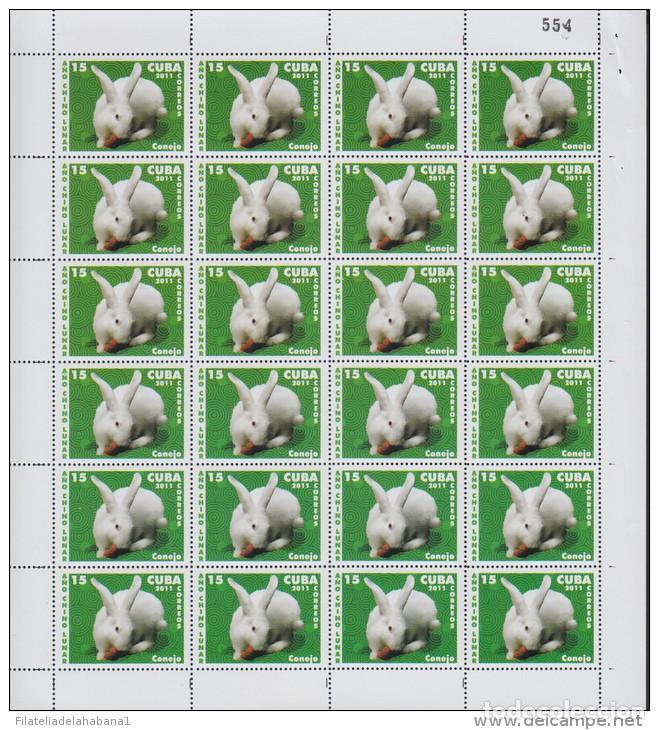 Francobolli: 2011.507 CUBA 2011 COMPLETE MNH SHEET. A&Ntilde;O LUNAR CHINO CONEJO. CHINESE LUNAR YEAR RABBIT.