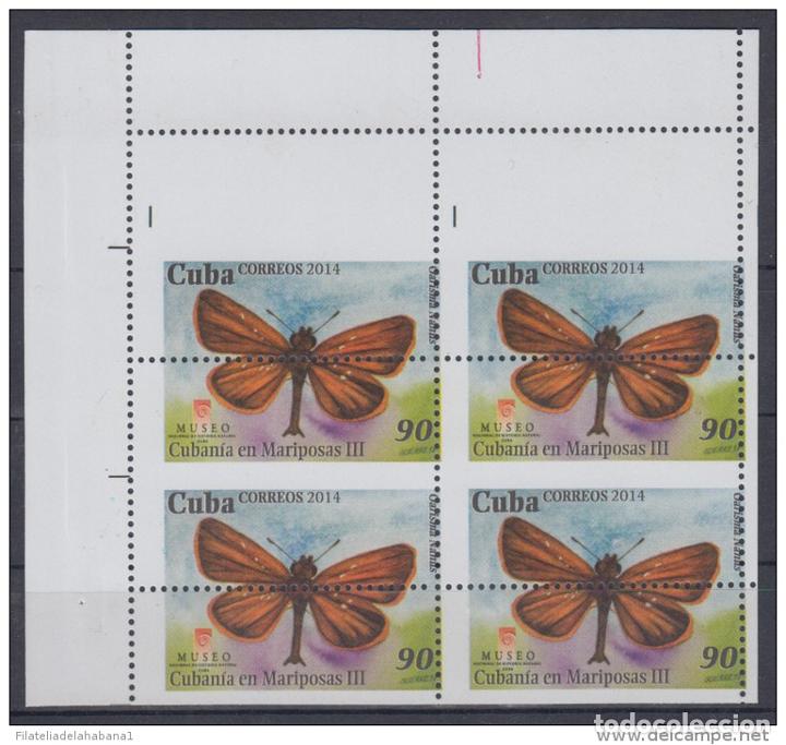 Sellos: 2014.225 CUBA PROOF ERROR BLOCK. PERFORATION ERROR BUTTERFLIES MARIPOSAS - Foto 1