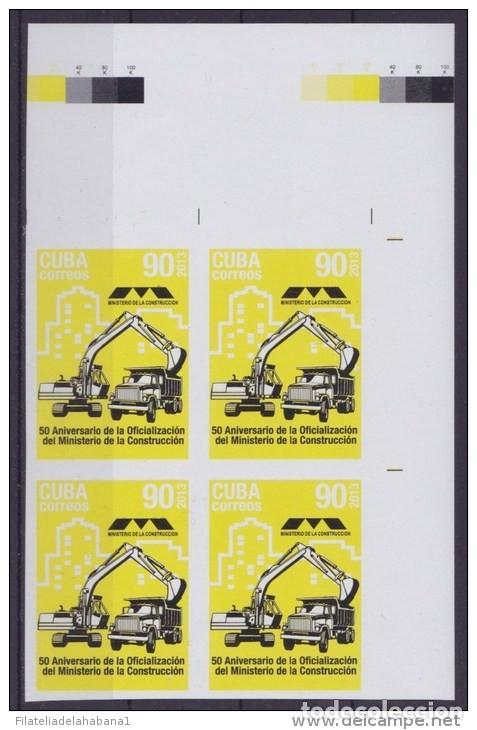 Timbres: 2013.431 CUBA 2013 MNH PROOF COLOR IMPERFORATED BLOCK 4 ERROR SIN COLOR ROJO. CONSTRUCCION.